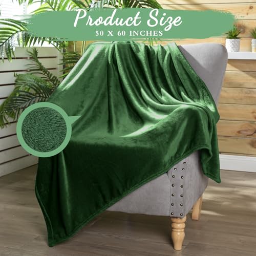 Tinideya Flannel Fleece Throw Blanket Bulk 50 x 60 Inch Soft Fleece Blanket Warm Throw Blankets Coral Blankets for Couch Sofa Home Wedding Gifts Season - color: Dark Green