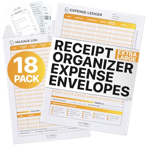 Extra Large Receipt Envelope & Receipts Organizer (Pack of 18) - Efficiently Manage Business Expenses & Log Mileage Trips - 8.5” x 11.0” Inches, Yellow Color- Business Ledger for Small Business - color: Yellow