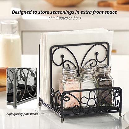 Napkin Holder with Salt and Pepper Caddy, Metal Table Dispenser - color: S - Salt & Pepper Shaker Napkin Holder, size: Luncheon Napkin Holder