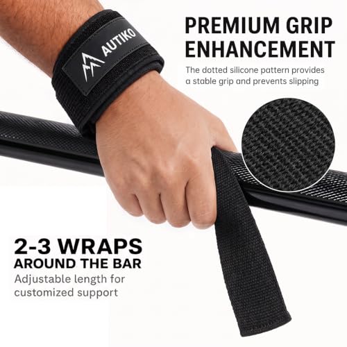 Lifting Straps for Weightlifting Padded Wrist Straps for Gym - color: Black