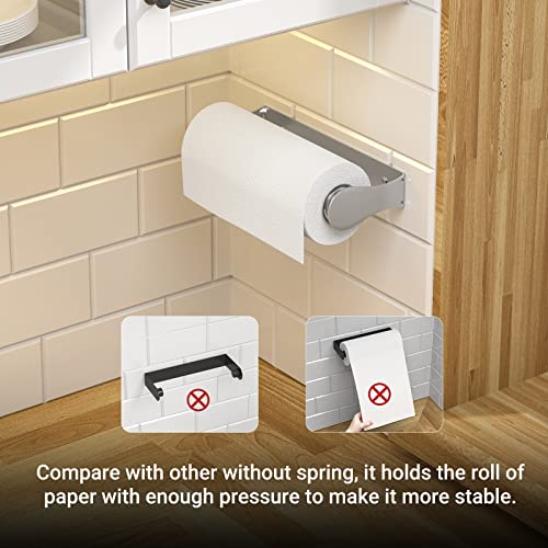 Paper Towel Holder Under Cabinet, One-Hand Tear, Wall Mount or Adhesive - color: Silver