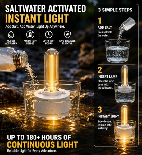 Saltwater Emergency Light – No Sunlight Required, Instantly Illuminated by Saltwater, Battery-Free, Waterproof Camping Light, Suitable for Power outages and Hurricane Weather. - size: Mini