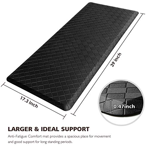 HappyTrends Kitchen Mat Cushioned Anti-Fatigue Kitchen Rug,17.3"x39",Thick Waterproof Non-Slip Kitchen Mats and Rugs Heavy Duty Ergonomic Comfort Rug for Kitchen,Floor,Office,Sink,Laundry,Black - color: Black, size: 39"L x 17.3"W x 0.5"Th