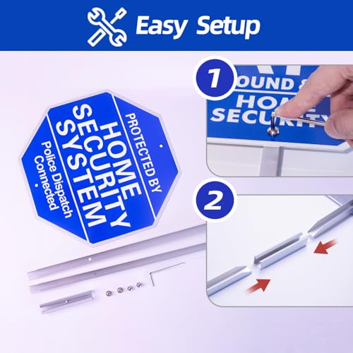 Home Security Signs for Yard, Protected by Home Security System, 10" x 28"
