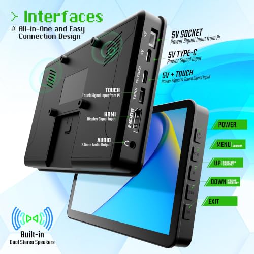 KOGODA 7-inch Mini Monitor with Touchscreen for Raspberry Pi, Computer, SBC - size: 7-inch