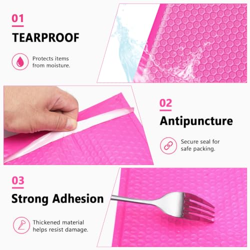 Bubble Mailers 52 Pack 3.5x5inch Rose Poly Mailers Self-Seal Padded Envelopes Waterproof Bubble Opaque Padded Mailers Shipping Bags for Businesses to Pack and Mail Jewelry Cosmetics - size: 3.5x5-52pack