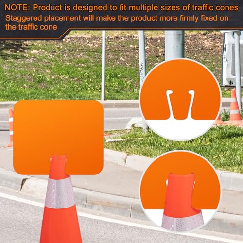 Geetery 6 Pcs Blank Traffic Cone Signs, 10.4"x12.6" Write-on Sign, Orange - color: Orange