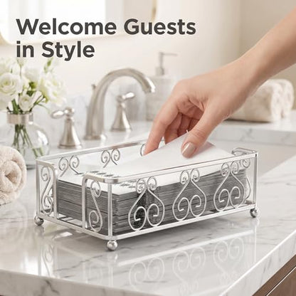 Guest Towel Holder Tray for Bathroom Countertop, Silver Napkin - color: E - Silver Guest Towel Holder Tray, size: Guest Towel Holder