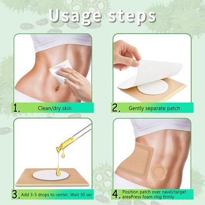 Castor Oil Patches, 60 Count, 4 Sizes, Disposable Self-Adhesive Pads