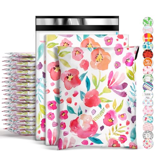 Oududianzi Poly Mailers 10x13, 100PCS Shipping Bags, Self-Seal Mailing Bags, Mailers Poly Bags for Shipping, Polymailers Packaging Bags for Online Small Bussiness and Retail Stores - color: Floral, size: 10x13 - 100Pack