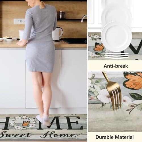 Yamaziot Anti Fatigue Kitchen Rug Set of 3, Non-Slip Cushioned Floor Mats - color: Charcoal Gray/Multi, size: 17.3"x27"+17.3"x35"+17.3"x 47"