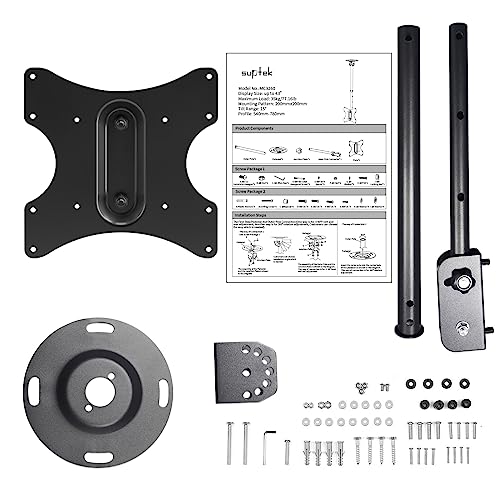 Suptek Ceiling TV Mount Fits Most 23-43 inch LCD LED Plasma Panel Display with Max VESA 200x200mm Loaded up to 35kg/77.16lbs Height Adjustable MC3260 - size: Max 43" TV