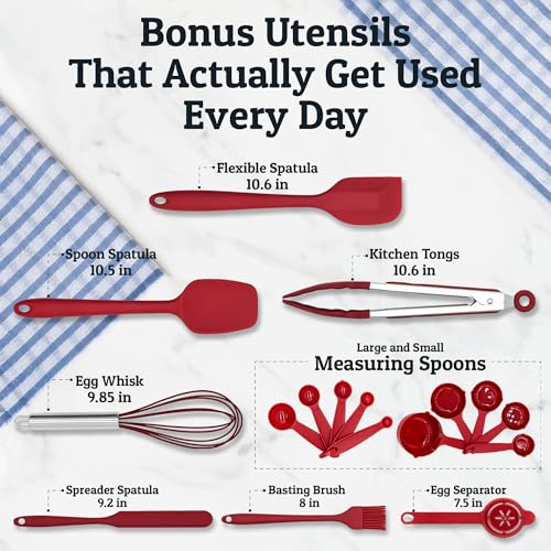 28pc Stainless Steel Mixing Bowls with Lids Set, 1.5-5 Qt, Red - color: Utensils - Red