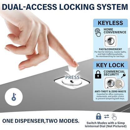 interhasa! Commercial Paper Towel Dispenser Wall Mount - ADA Compliant Multifold Trifold & C-Fold Hand Towel Holder for Restroom, Office, Clinic. Lockable, No-Drill ABS, 10.8" L x 3.5" W x 8" H - color: Silver