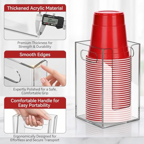 Cup Dispenser, Wall Mount Cup Holder Fits Cups Up to 18 oz - color: Large