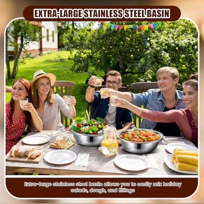 Nuogo 4 Pcs Stainless Steel Mixing Bowls Large for Salad, 13 Inch 8 Qt - size: 13 Inch (8 Qt)