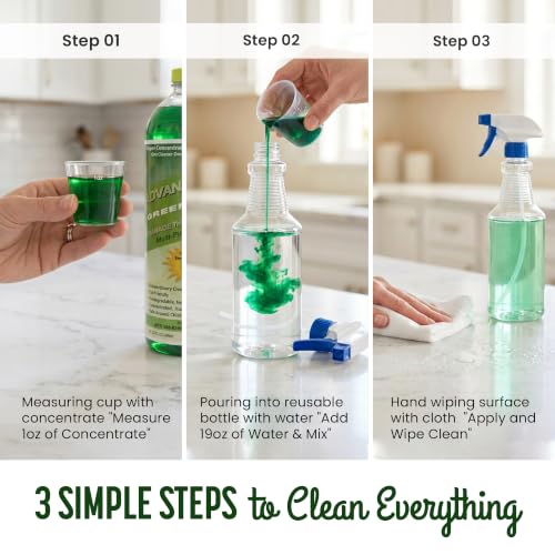 Advanage 20X All Purpose Cleaner Concentrate – The Wonder Cleaner 32 fl oz Green Apple Cleaning Supplies for Bathroom Cleaner, Floor Cleaner, Multipurpose Cleaner | Made in USA Multisurface Cleaner - size: 32 Fl Oz (Pack of 1)