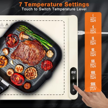FYY Warming Mat for Food 24"x15", Rapid and Full Surface Heating Beige - color: Off White, size: X Large Size: 24"x15"