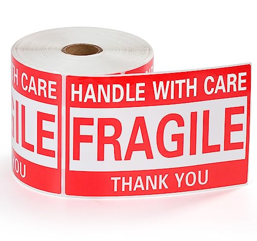 4 x 6 Inch Fragile Stickers Handle with Care 500 Permanent Adhesive Fragile Stickers for Shipping Moving Glass Fragile Labels (1 Roll, 500 Labels) - size: 4" x 6", style: 1 Roll - 500 PCS