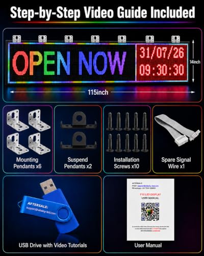 115"X14" P10 Outdoor LED Sign Programmable Scrolling LED Signs for Business - size: P10 115*14 INCH