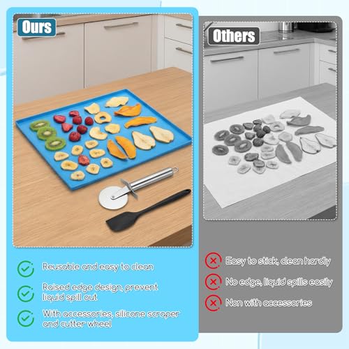 8PCS Silicone Dehydrator Sheets with Edge 12x10in for Fruit Vegetables Meat