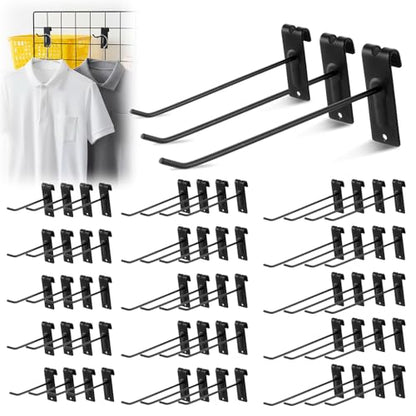 4/6/8 Inch Gridwall Hooks, 60 Pack Heavy Duty Black Grid Wall Hook Display Hooks for Gridwall Panels, 20 Lbs Load Grid Wall Accessory for Retail Store Display Home Storage Garage