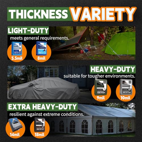 RAINDEWAY 3x3 Feet(3 Pack) Tarps Heavy Duty Waterproof,10Mil Small Tarp - color: Silver/Brown, size: 3x3 Feet (3 Pack)-Finished size