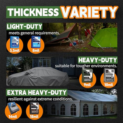 RAINDEWAY 3x3 Feet(3 Pack) Tarps Heavy Duty Waterproof,10Mil Small Tarp - color: Silver/Brown, size: 3x3 Feet (3 Pack)-Finished size