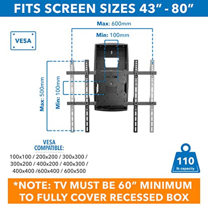 Mount-It! Motorized Fireplace TV Wall Mount, Electric TV Mount with Height Adjustable Drop Down Arms for Mantel Installation, Fits 65, 70, 75, 80 Inch Screens