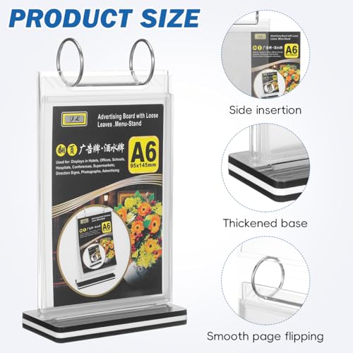 POPETPOP A6 Pvc Flip Menu Holder Transparent Tabletop Sign Stand
