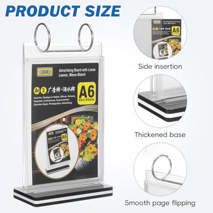 POPETPOP A6 Pvc Flip Menu Holder Transparent Tabletop Sign Stand