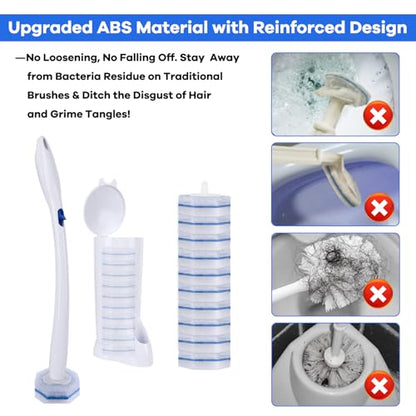 Disposable Toilet Brush and Holder Set, 50pcs Thick Refills for Clorox Wand - size: Toilet Brush + 50 Refills
