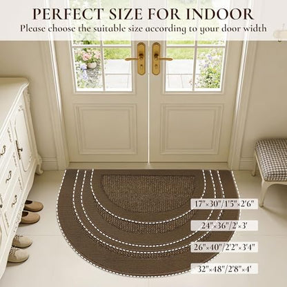 Dirt Trapper Door Mats 26" x 40", Non-Slip & Washable, Brown - color: Brown, size: 26" X 40" (Semicircular)