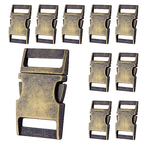 CooBigo 10 Pack Bulk Dog Collar Hardware Metal Buckle 1 inch Webbing Backpack Buckle Replacement Backpack Strap Kit Prong Collar Clip Buckles(Bronze) - color: 10pcs 1" Bronze