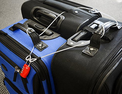 Lumintrail 3mm (1/8 Inch) Braided Steel Coated Security Cable Luggage Lock Safety Cable Wire Double Loop (15ft) - size: 15-FT (1 Pack)