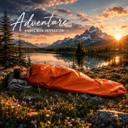 NovaMedic Emergency Sleeping Bag – 84"x36" Thermal Mylar Survival Bivy Sack – Waterproof, Lightweight & Compact Emergency Blanket for Camping, Hiking, Outdoor Survival & Travel - size: Pack of 5