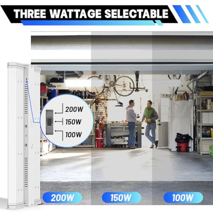 Allsmartlife LED Linear High Bay Shop Light 2-Pack, 200W 27000LM 5000K Daylight 0-10V Dimmable, Adjustable Led High Bay Lighting Fixtures for Garage Warehouse Workshop ETL