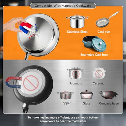 AMZCHEF Portable Induction Cooktop with 4 Preset Menus, 20 Temperature & Power Settings,1800W Countertop Burner, Safety Functions,4H Timer, Electric Hot Plate for Kitchen, RV, Apartment, Room