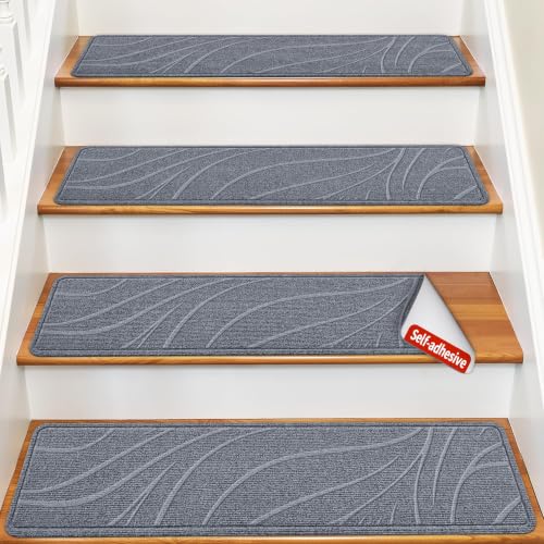 Stair Treads for Wooden Steps, 15 PCS 8"x30", Grey - color: Grey