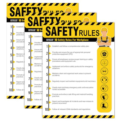 3 Pcs Workplace Safety Rules Poster, Safety Rules - style: Safety Rules