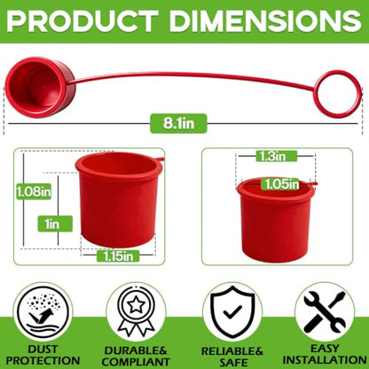 4 Pack 1 in Tethered Dust Covers Emergency Eye Wash Station Caps