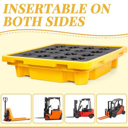 1 Drum Spill Containment Pallet with Drain Anti Slip, 26.4 x 26.4 x 6'' - size: 26.4 x 26.4 x 6 Inches