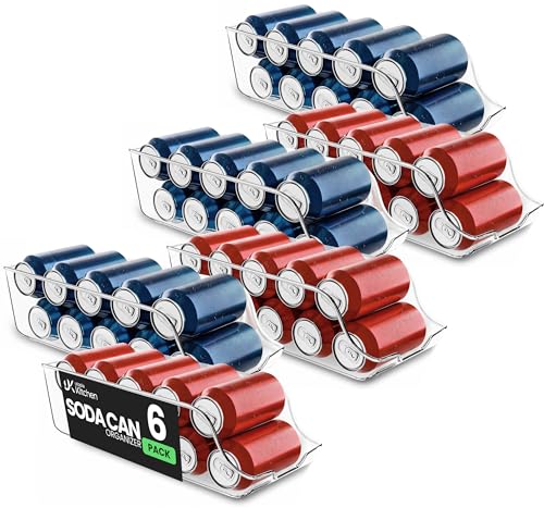 Utopia Kitchen Soda Can Organizer for Refrigerator & Pantry, 6 Pack, Clear - size: Pack of 6