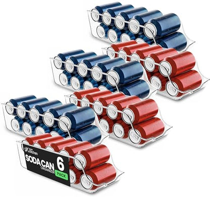 Utopia Kitchen Soda Can Organizer for Refrigerator & Pantry, 6 Pack, Clear - size: Pack of 6