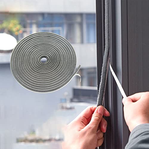 Bruiefpap 16.5FT Weather Stripping for Doors and Windows, Self-Adhesive Soundproofing Door Seal, Door Insulation for Sliding, Exterior, Frames and Front, 0.35'' Wide x 0.2'' Thick, Grey - color: Gray, size: 16.5FT, 0.35'' Wide X 0.2'' Thick