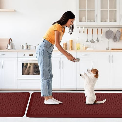 Cushioned Kitchen Mat 2 PCS, Anti Fatigue Kitchen Rugs, Heavy Duty Kitchen Rugs and Mats Non-Skid, Ergonomic Comfort Foam Kitchen Floor Mat for Home, Office, Sink, Laundry, Red - color: Red
