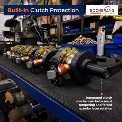 Boomerang Heavy-Duty Entry with Clutch Function Commercial Lever Door Lock - color: Matte Black (US19), style: Entrance w/ Clutch