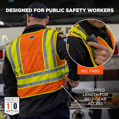 Ergodyne Public Safety Reflective Vest, High Visibility, ANSI Compliant, Breakaway, S/M, GloWear 8245PSV - color: Orange, size: Small-Medium