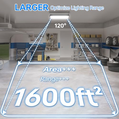 YQNLIFA 150W LED Shop Light, 18000LM 6000K Waterproof Garage Lights, 2 Pack