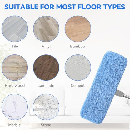 12" Microfiber Pad for Rubbermaid Commercial 12 Inch Mop Head - 8 Pack Replacement Wet & Dry Commercial Reusable Cleaning Mop Refills Fit for Any Microfiber Flat Mop System 12" - color: Blue-12inch-8pack